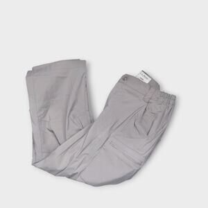 Womens L.L.Bean Gray Nylon Cargo Capris Pants Partially Elastic Waistband Small